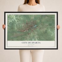 Map of Sparta, Wisconsin, 24 x 36 inch print in a black wood frame