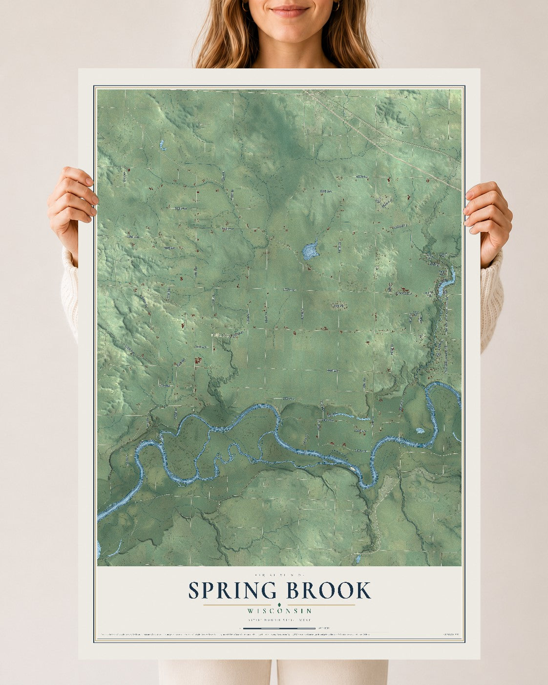 Map of Spring Brook, Wisconsin, 24 x 36 inch unframed archival matte print