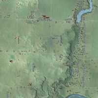 Close-up of the map of Spring Brook, Wisconsin print showing street and building detail
