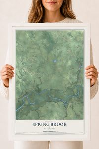 Map of Spring Brook, Wisconsin, 18 x 24 inch print in a white wood frame