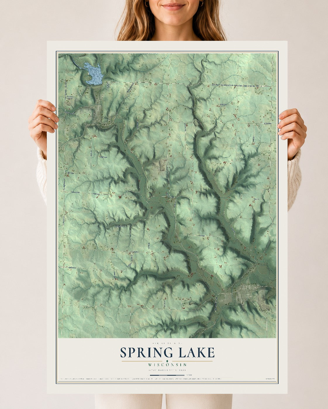 Map of Spring Lake, Wisconsin, 24 x 36 inch unframed archival matte print
