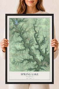 Map of Spring Lake, Wisconsin, 18 x 24 inch print in a black wood frame