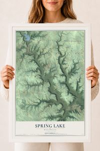 Map of Spring Lake, Wisconsin, 18 x 24 inch print in a white wood frame