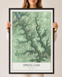 Map of Spring Lake, Wisconsin, 24 x 36 inch print in a black wood frame