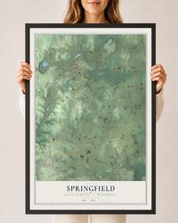 Map of Springfield, Dane County, Wisconsin, 24 x 36 inch print in a black wood frame
