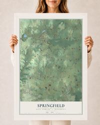 Map of Springfield, Dane County, Wisconsin, 24 x 36 inch print in a white wood frame