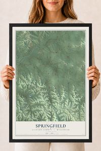 Map of Springfield, Jackson County, Wisconsin, 18 x 24 inch print in a black wood frame