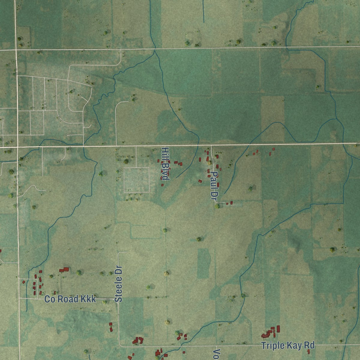 Close-up of the map of Springvale, Fond du Lac County, Wisconsin print showing street and building detail