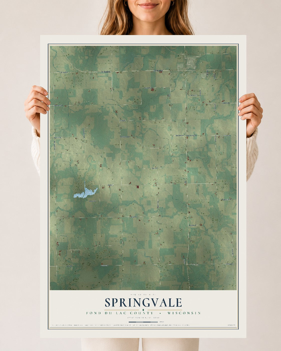 Map of Springvale, Fond du Lac County, Wisconsin, 24 x 36 inch unframed archival matte print