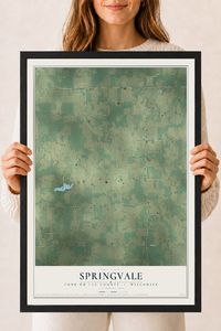 Map of Springvale, Fond du Lac County, Wisconsin, 18 x 24 inch print in a black wood frame
