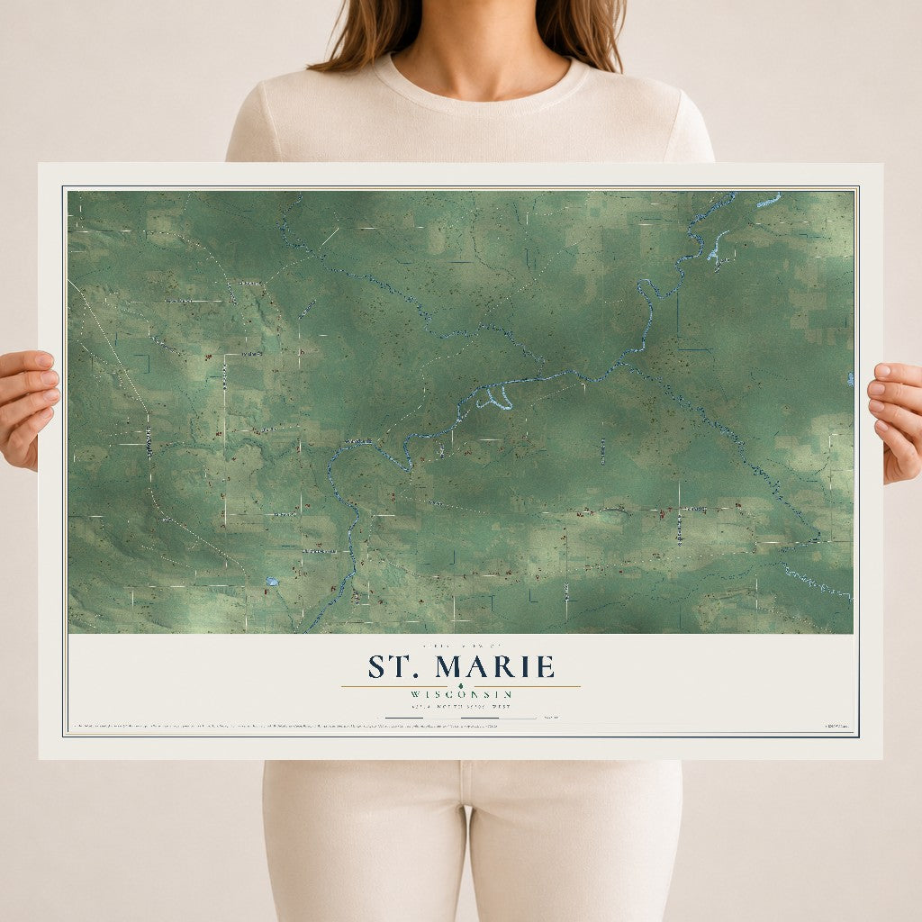 Map of St. Marie, Wisconsin, 18 x 24 inch unframed archival matte print