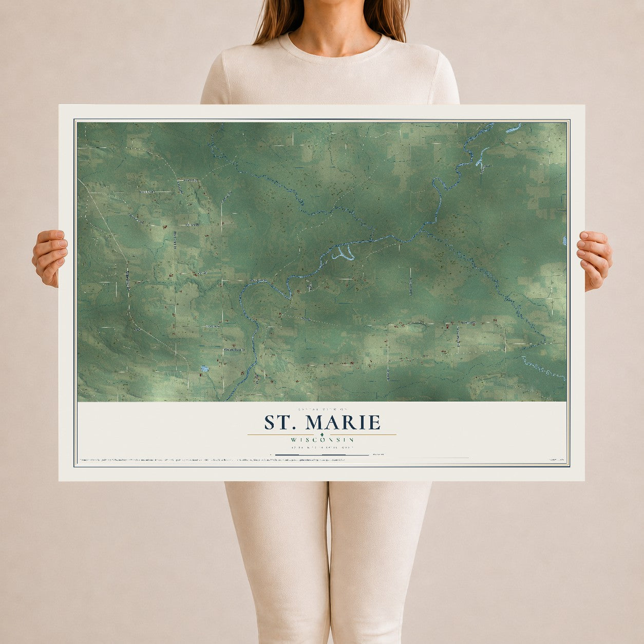 Map of St. Marie, Wisconsin, 24 x 36 inch unframed archival matte print