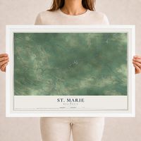 Map of St. Marie, Wisconsin, 18 x 24 inch print in a white wood frame