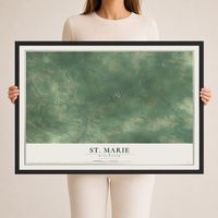 Map of St. Marie, Wisconsin, 24 x 36 inch print in a black wood frame