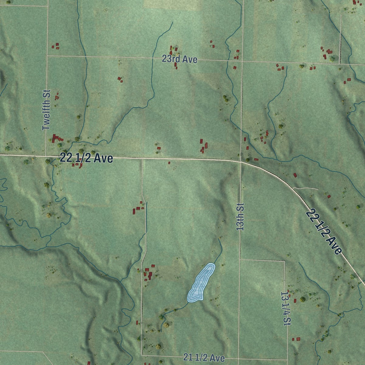 Second close-up of the map of Stanfold, Wisconsin print showing more streets and buildings