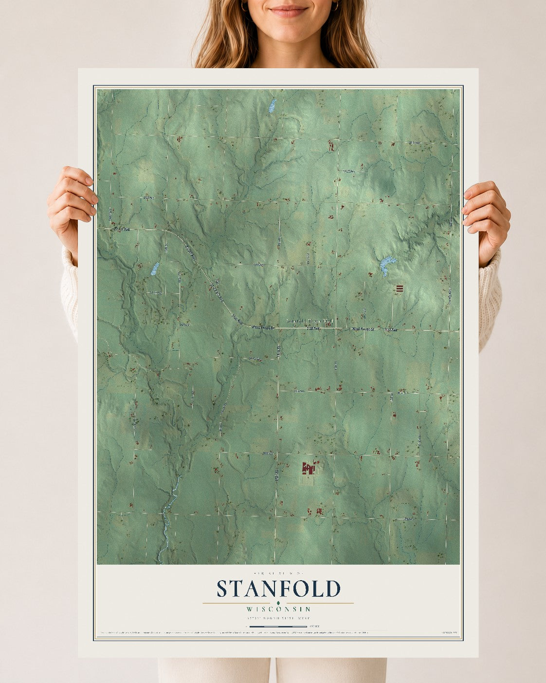 Map of Stanfold, Wisconsin, 24 x 36 inch unframed archival matte print
