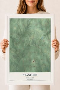 Map of Stanfold, Wisconsin, 18 x 24 inch print in a white wood frame