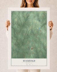 Map of Stanfold, Wisconsin, 24 x 36 inch print in a white wood frame