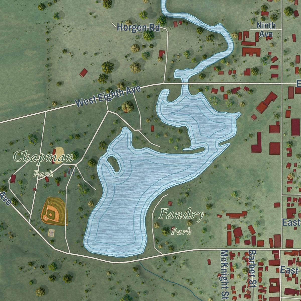 Close-up of the map of Stanley, Chippewa County, Wisconsin print showing street and building detail