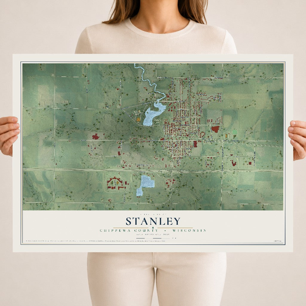 Map of Stanley, Chippewa County, Wisconsin, 18 x 24 inch unframed archival matte print