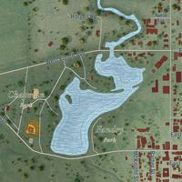 Close-up of the map of Stanley, Chippewa County, Wisconsin print showing street and building detail
