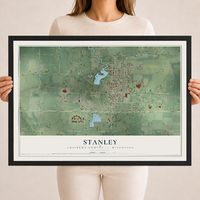 Map of Stanley, Chippewa County, Wisconsin, 18 x 24 inch print in a black wood frame
