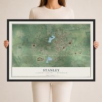 Map of Stanley, Chippewa County, Wisconsin, 24 x 36 inch print in a black wood frame
