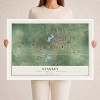 Map of Stanley, Chippewa County, Wisconsin, 24 x 36 inch print in a white wood frame