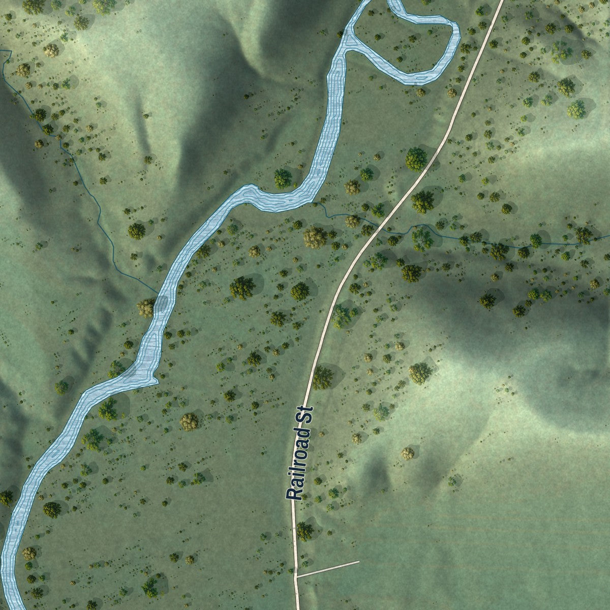 Second close-up of the map of Steuben, Wisconsin print showing more streets and buildings