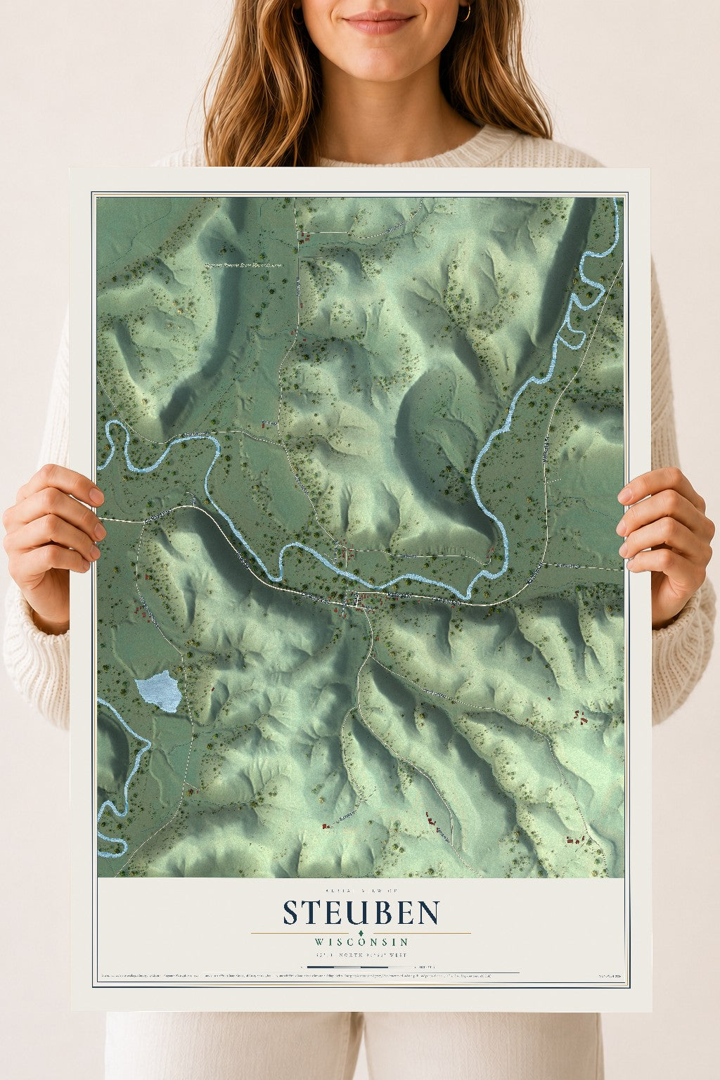 Map of Steuben, Wisconsin, 18 x 24 inch unframed archival matte print