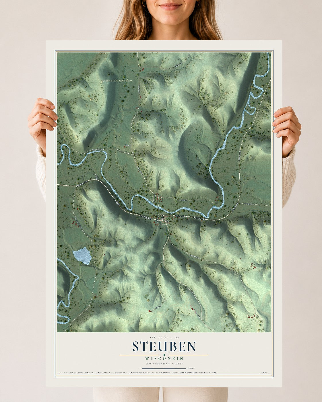 Map of Steuben, Wisconsin, 24 x 36 inch unframed archival matte print