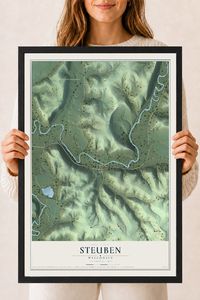 Map of Steuben, Wisconsin, 18 x 24 inch print in a black wood frame