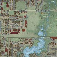 Second close-up of the map of Stevens Point, Wisconsin print showing more streets and buildings