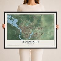 Map of Stevens Point, Wisconsin, 24 x 36 inch print in a black wood frame