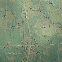 Second close-up of the map of Stiles, Wisconsin print showing more streets and buildings