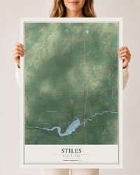 Map of Stiles, Wisconsin, 24 x 36 inch unframed archival matte print