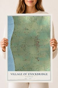 Map of Stockbridge, Wisconsin, 18 x 24 inch unframed archival matte print