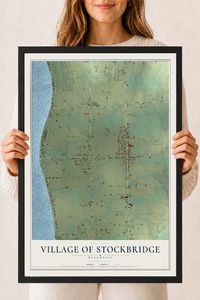 Map of Stockbridge, Wisconsin, 18 x 24 inch print in a black wood frame