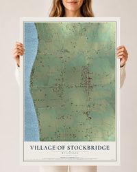 Map of Stockbridge, Wisconsin, 24 x 36 inch unframed archival matte print