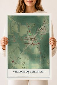Map of Sullivan, Wisconsin, 18 x 24 inch unframed archival matte print