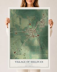 Map of Sullivan, Wisconsin, 24 x 36 inch unframed archival matte print