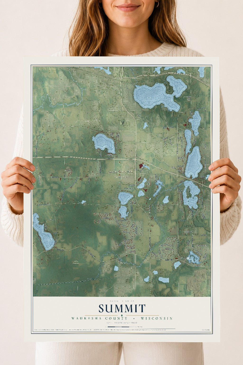Map of Summit, Waukesha County, Wisconsin, 18 x 24 inch unframed archival matte print