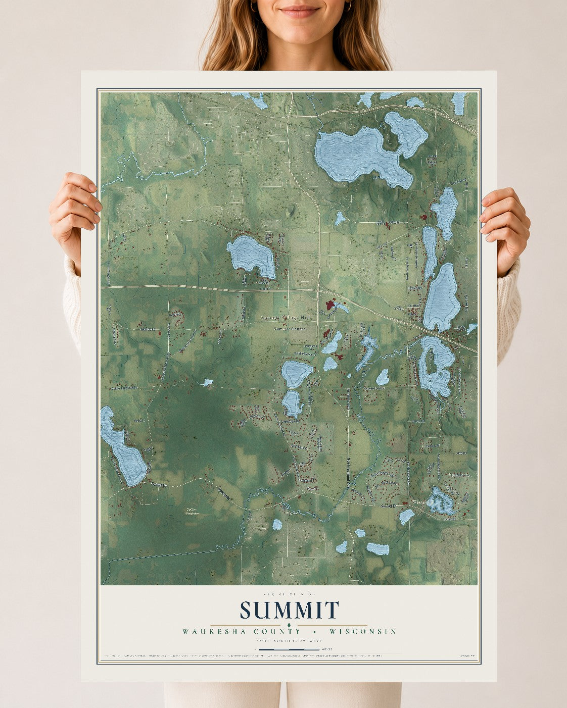 Map of Summit, Waukesha County, Wisconsin, 24 x 36 inch unframed archival matte print
