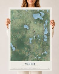 Map of Summit, Waukesha County, Wisconsin, 24 x 36 inch unframed archival matte print