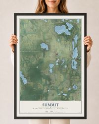 Map of Summit, Waukesha County, Wisconsin, 24 x 36 inch print in a black wood frame