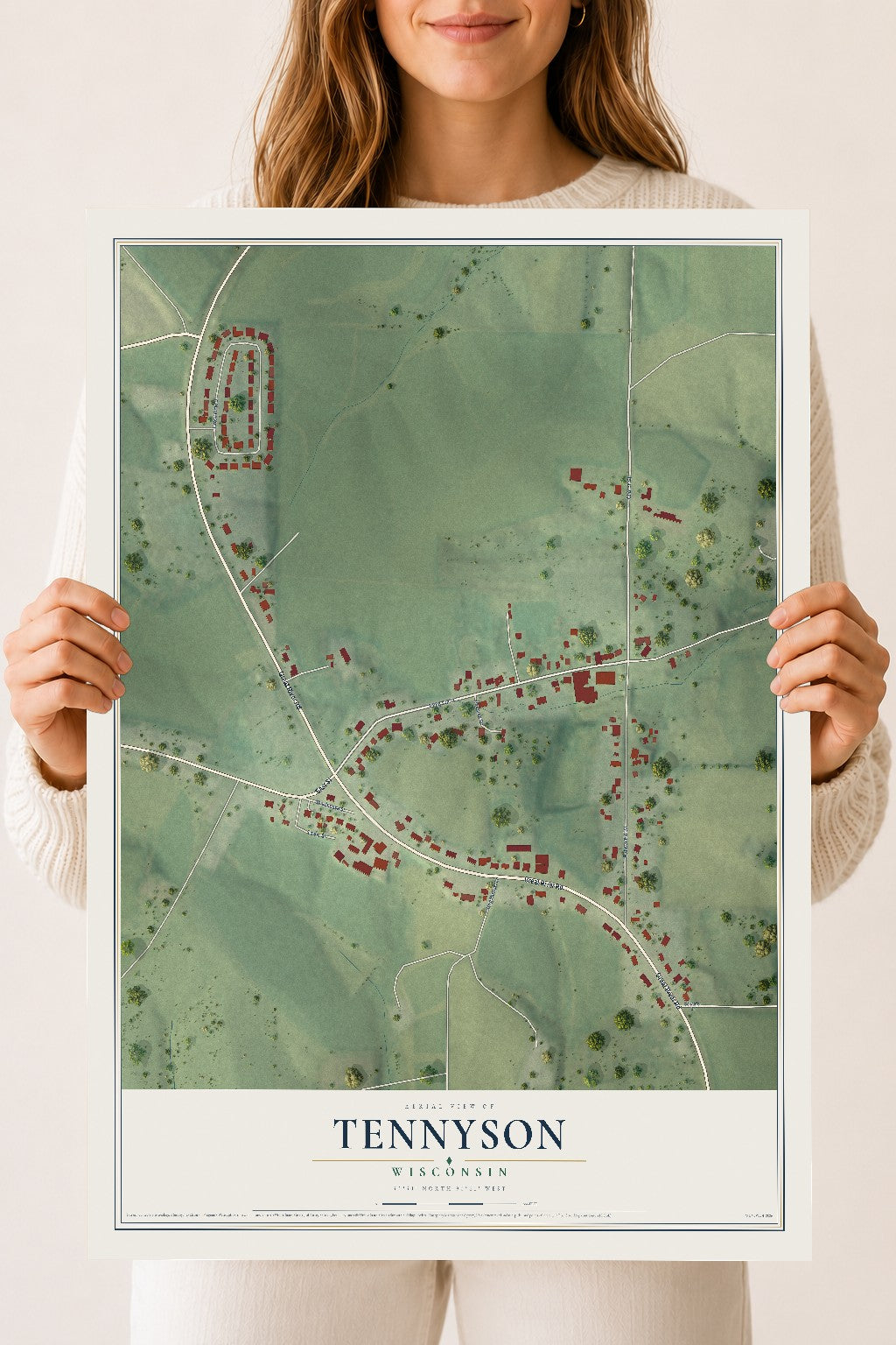 Map of Tennyson, Wisconsin, 18 x 24 inch unframed archival matte print