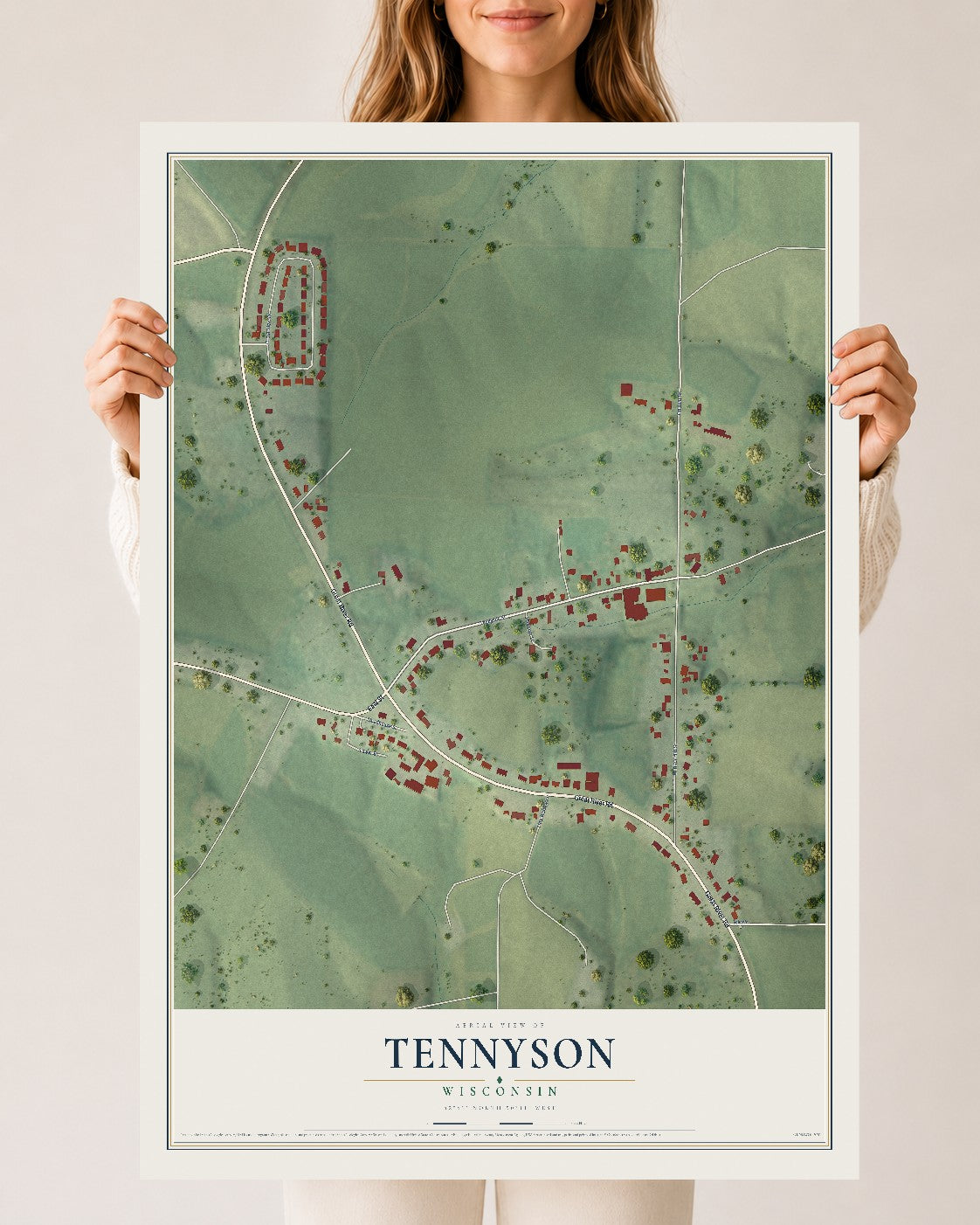 Map of Tennyson, Wisconsin, 24 x 36 inch unframed archival matte print