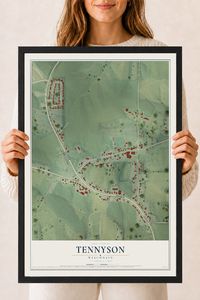 Map of Tennyson, Wisconsin, 18 x 24 inch print in a black wood frame