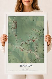 Map of Tennyson, Wisconsin, 18 x 24 inch print in a white wood frame