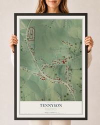 Map of Tennyson, Wisconsin, 24 x 36 inch print in a black wood frame